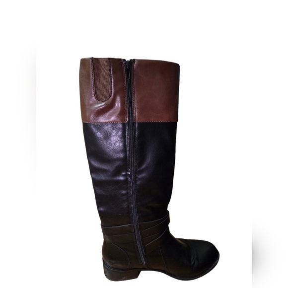 Arizona Women's Faux Leather Riding Boots Black Brown Size 7.5 - Picture 7 of 9